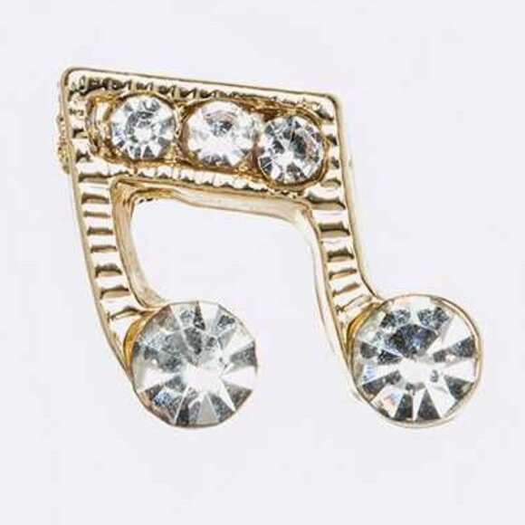 NEW TRENDY GOLD SMALL DAINTY CRYSTAL MUSIC STUDS EARRINGS - Picture 1 of 2